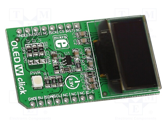 Click board; OLED display; I2C,SPI; SSD1306; mikroBUS connector