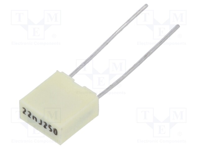 Capacitor: polyester; 22nF; 160VAC; 250VDC; Pitch: 5mm; ±5%