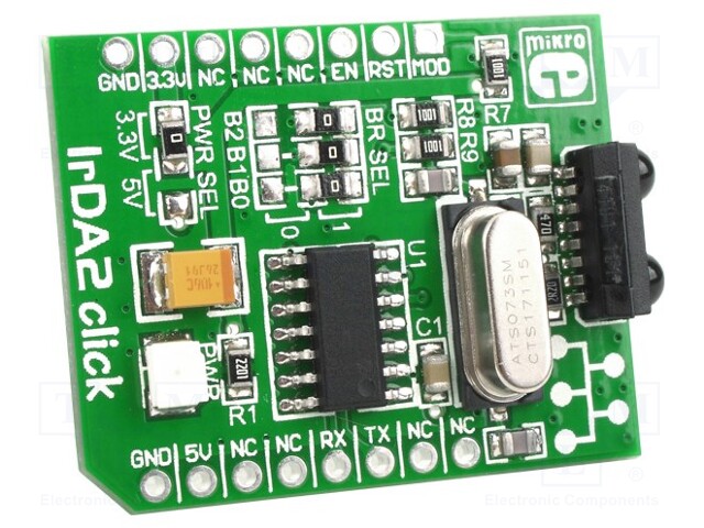 Click board; IR transmitter,IR receiver; IrDA,UART; 3.3/5VDC