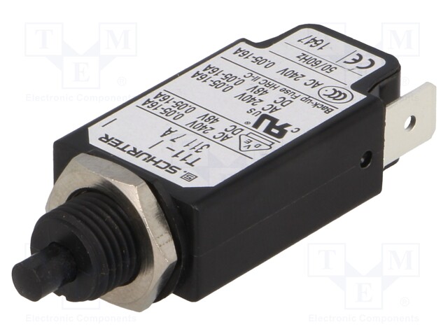 Circuit breaker; Urated: 240VAC; 48VDC; 7A; SPST; Poles: 1; screw