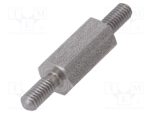 Screwed spacer sleeve; 10mm; Ext.thread: M2,5; hexagonal