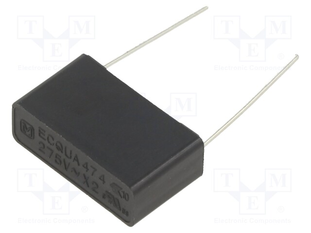 Safety Capacitor, 0.47 µF, X2, ECQUA Series, 275 V, Metallized PP