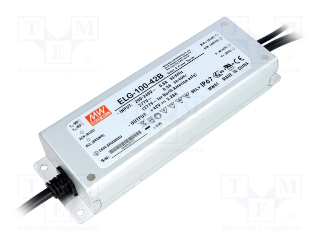 Power supply: switched-mode; LED; 95.76W; 42VDC; 2.28A; 180÷295VAC