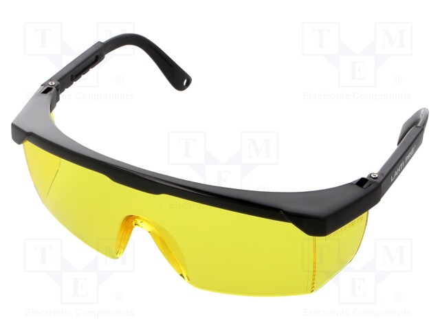 Safety spectacles; Lens: yellow; Features: regulated