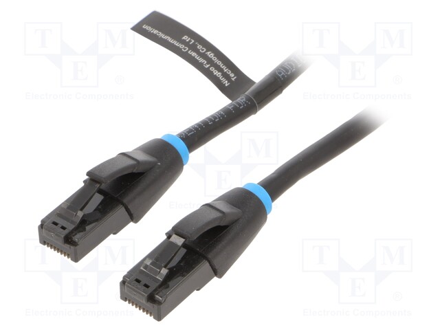 Patch cord; U/UTP; 6; OFC; PVC; black; 10m; RJ45 plug,both sides