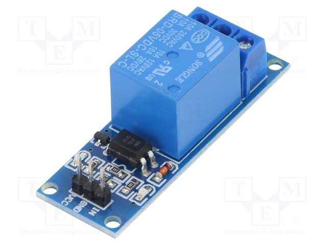 Module: relay; Channels: 1; 5VDC; max.250VAC; 10A; 54x18x16mm