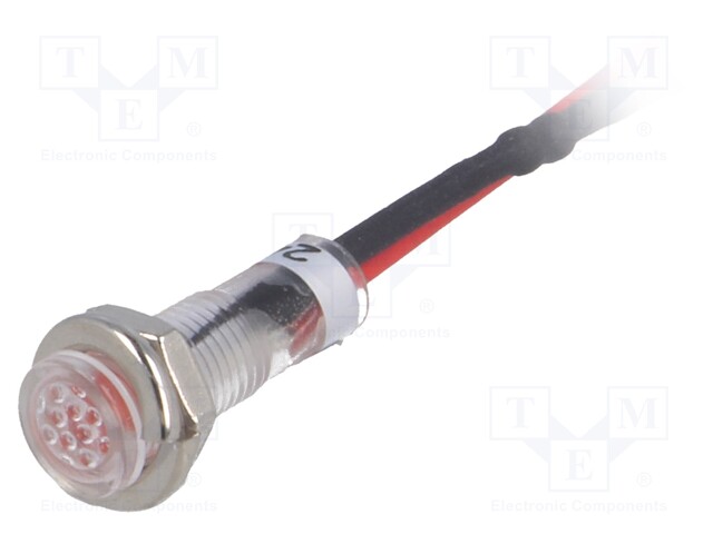 Indicator: LED; flat; 24VDC; Cutout: Ø5.2mm; IP40; polycarbonate