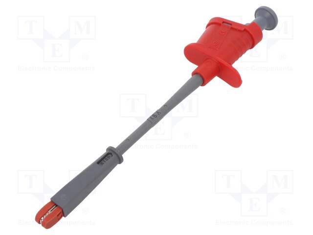 Clip-on probe; crocodile; 6A; red; Grip capac: max.20mm; 4mm; 1kVAC