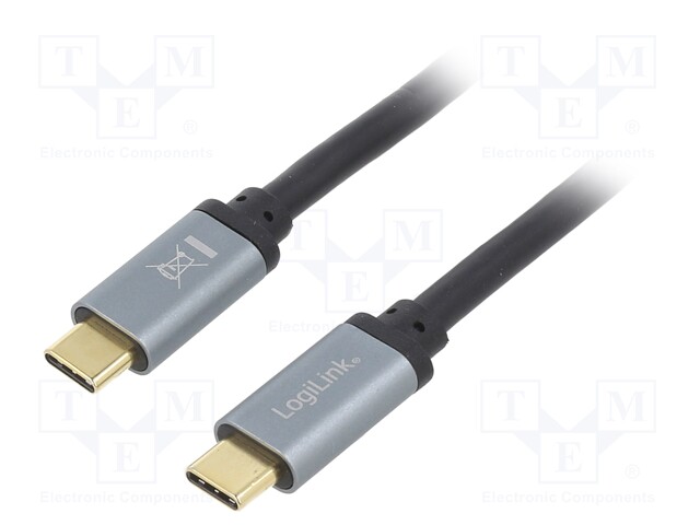 Cable; USB 3.2; USB C plug,both sides; 1m; black; 10Gbps; 100W