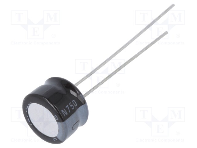 Capacitor: electrolytic; THT; 100uF; 10VDC; Ø8x5mm; Pitch: 2.5mm