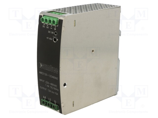 Converter: AC/DC; 120W; Uin: 180÷600V; Uout: 12VDC; Iout: 10A; 89%