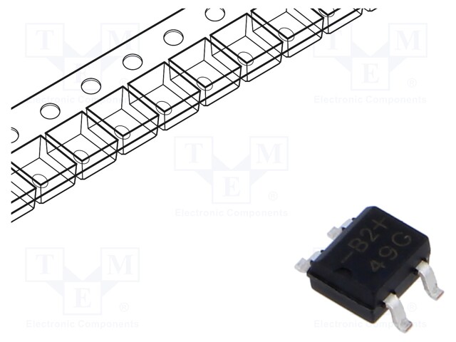 Bridge rectifier: single-phase; Urmax: 200V; If: 0.5A; Ifsm: 30A