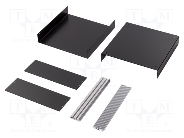 Enclosure: with panel; X: 250mm; Y: 260mm; Z: 90mm; aluminium; black