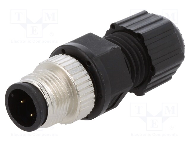 Plug; M12; PIN: 4; male; D code-Ethernet; for cable; soldering; IP68