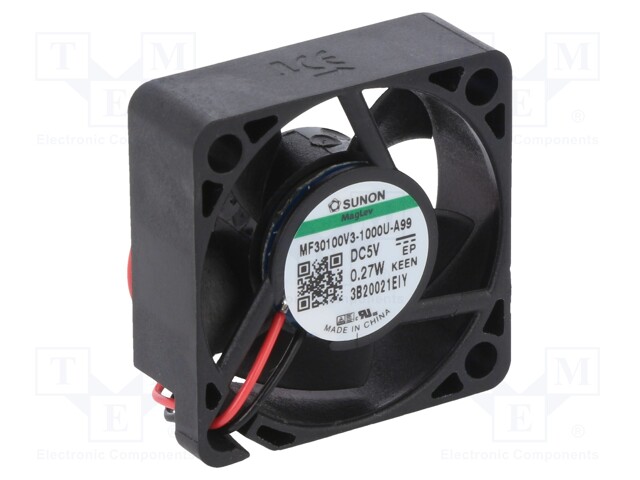 Fan: DC; axial; 5VDC; 30x30x10mm; 4.25m3/h; 30.2dBA; Vapo; 6000rpm