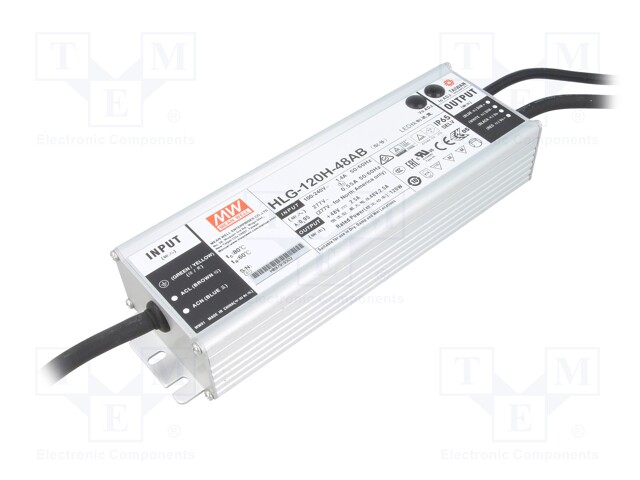 Power supply: switched-mode; LED; 120W; 48VDC; 43÷53VDC; 1.2÷2.5A