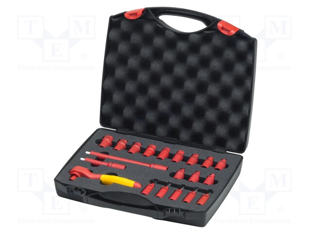 Wrenches set; 6-angles,insulated,socket spanner; Mounting: 1/4"