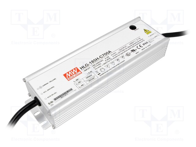 Power supply: switched-mode; LED; 200W; 71÷143VDC; 700÷1400mA