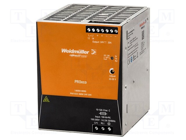 Power supply: switched-mode; 480W; 24VDC; 20A; 85÷264VAC; 1.6kg