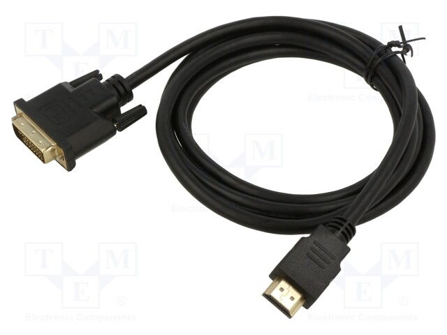 Cable; HDMI 1.3; DVI-D (18+1) plug,HDMI plug; 1.8m; black