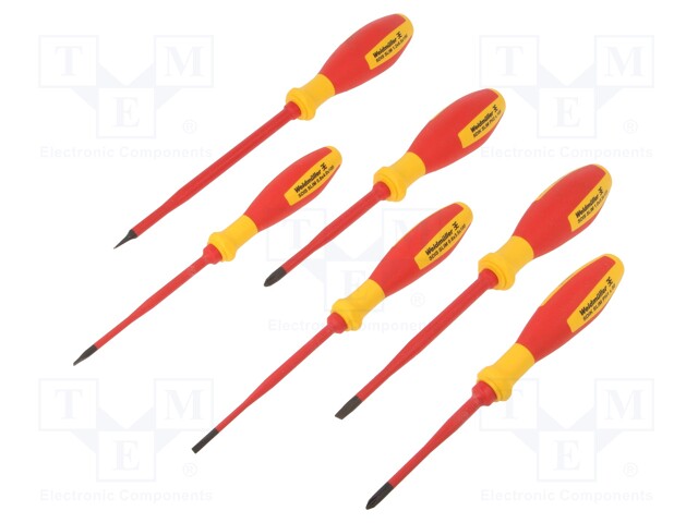 Kit: screwdrivers; Pcs: 6; insulated,slim; 1kVAC; Phillips,slot