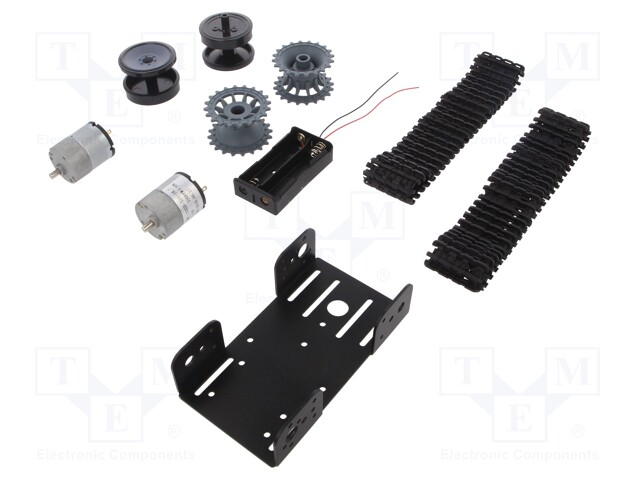 Tracked chassis; black; 193x163x60mm; 6÷12VDC; Mot.qty: 2