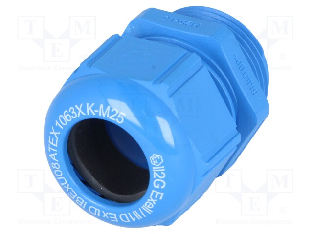 Cable gland; M25; IP68; Mat: polyamide; blue; Conform to: ATEX Ex