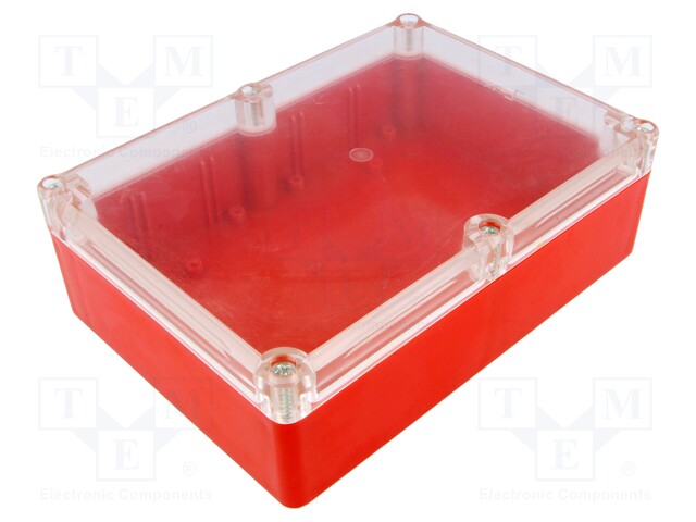 Enclosure: multipurpose; X: 126mm; Y: 176mm; Z: 57mm; ABS; red; gasket