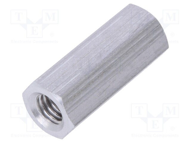 Screwed spacer sleeve; Int.thread: M5; 20mm; hexagonal; aluminium