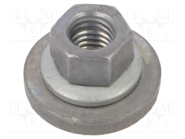 Nut; with flange,with washer,protective; hexagonal; M5; 0.8; 8mm