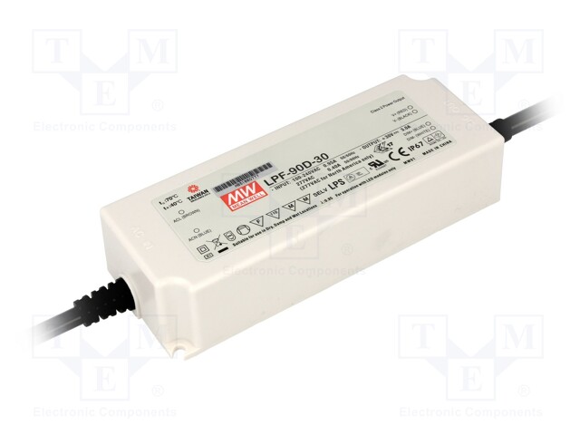 Power supply: switched-mode; LED; 90W; 30VDC; 18÷30VDC; 3A; IP67