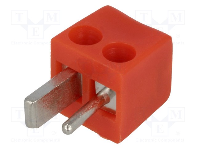 Plug; loudspeaker; male; screw terminal; angled 90°; Colour: red