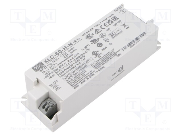 Power supply: switching; LED; 60W; XLC-60; -25÷90°C; OUT: 1