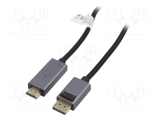 Cable; DisplayPort 1.2,HDMI 2.0; DisplayPort plug,HDMI plug; 1m