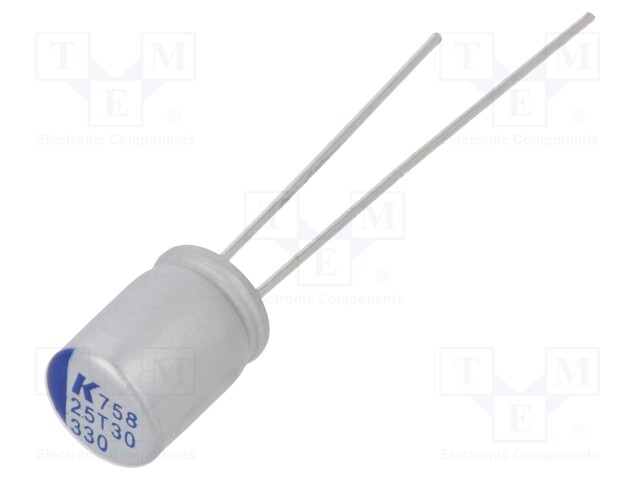 Polymer Aluminium Electrolytic Capacitor, 330 µF, 2.5 V, Radial Leaded, A758 Series, 0.018 ohm