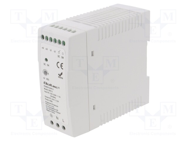 Power supply: switched-mode; 60W; 24VDC; 2.5A; 220÷240VAC; DIN