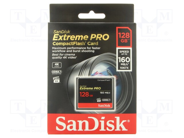 Memory card; Extreme Pro; Compact Flash; 128GB; Read: 160MB/s