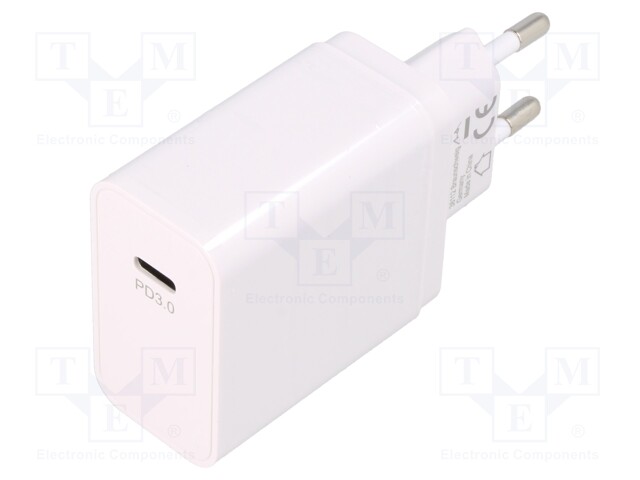 Power supply: switched-mode; plug; 5÷9VDC; 25W; Plug: EU; Out: USB C