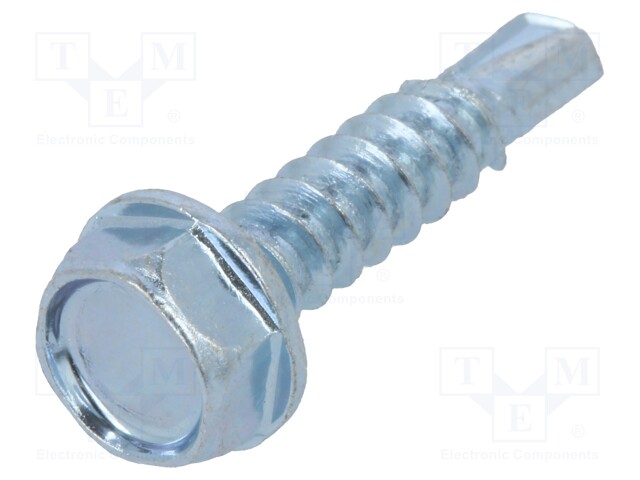 Screw; for metal; 4,2x19; Head: hexagonal; hardened steel; zinc