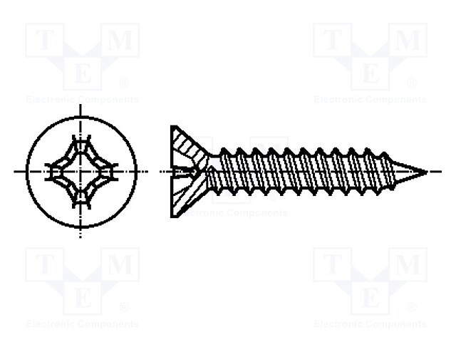 Screw; 2,9x13; Head: countersunk; Phillips; A2 stainless steel