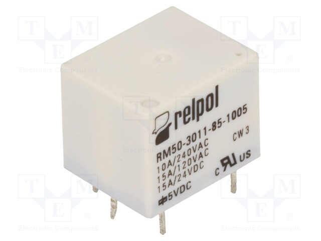 Relay: electromagnetic; SPDT; Ucoil: 5VDC; 10A/240VAC; 15A/24VDC