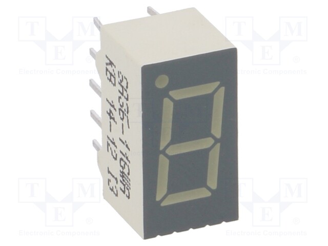 Display: LED; 7-segment; 9.14mm; 0.36"; No.char: 1; green; anode