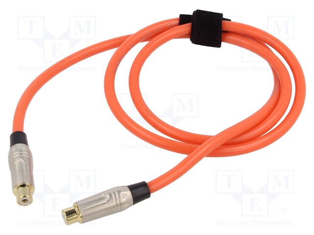 Cable; RCA socket,both sides; 1m; Plating: gold-plated; orange