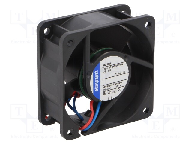 Fan: DC; axial; 60x60x25mm; 55.5m3/h; 43dBA; ball bearing; 6800rpm