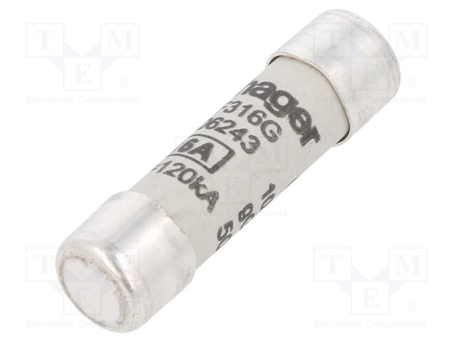 Fuse: fuse; gG,time-lag; 16A; 500VAC; cylindrical,industrial