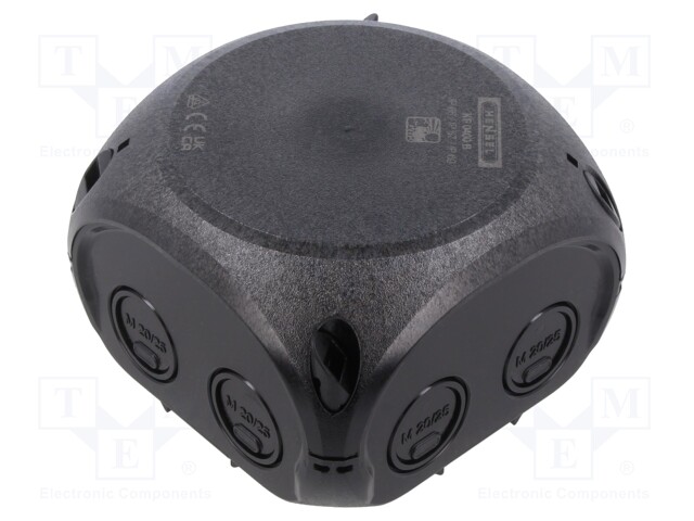 Enclosure: junction box; X: 93mm; Y: 93mm; Z: 62mm; IP66,IP67; black