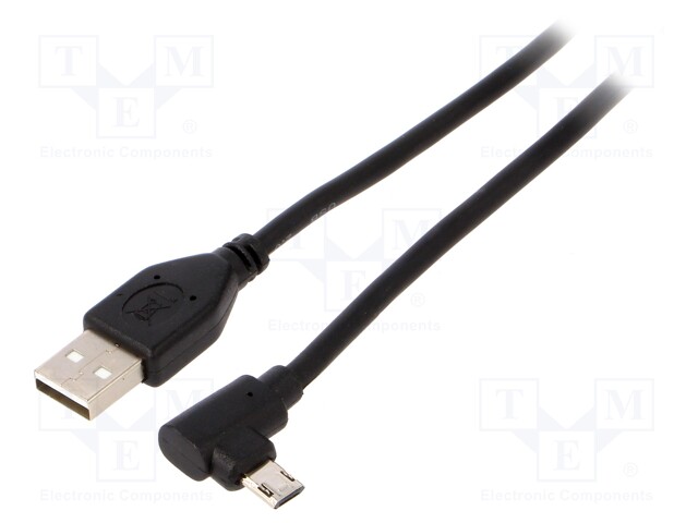 Cable; USB 2.0; USB A plug,USB B micro reversible plug; 1.8m