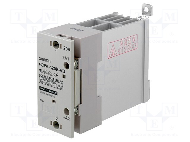 Relay: solid state; Ucntrl: 12÷24VDC; 20A; 200÷480VAC; -30÷80°C