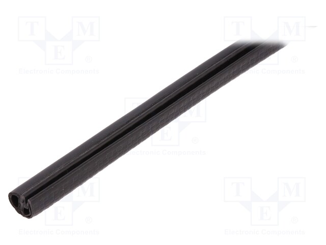 Hole and edge shield; EPDM,PVC; L: 10m; black; H: 9.5mm; W: 6.5mm