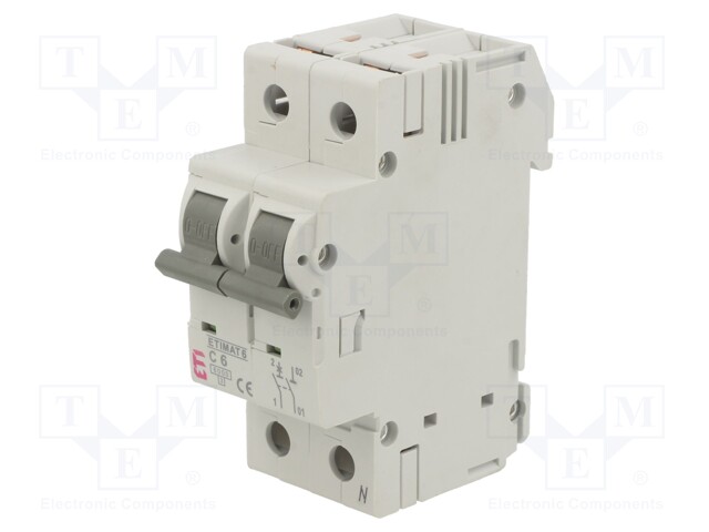 Circuit breaker; 230/400VAC; Inom: 6A; Poles: 1+N; DIN; Charact: C